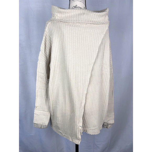 Free People Juicy Long Sleeve Cowl Neck Oversized Beige Sweater Sz L,M,S,XS,NWT - Picture 3 of 11